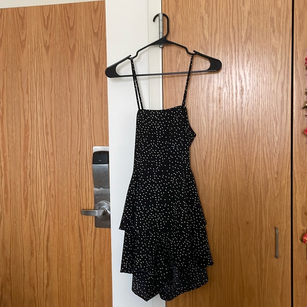 XS SHEIN Party romper black with white polka dots